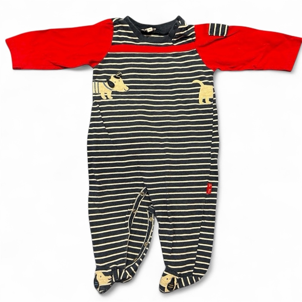 Le Top Navy and Red Striped Footie